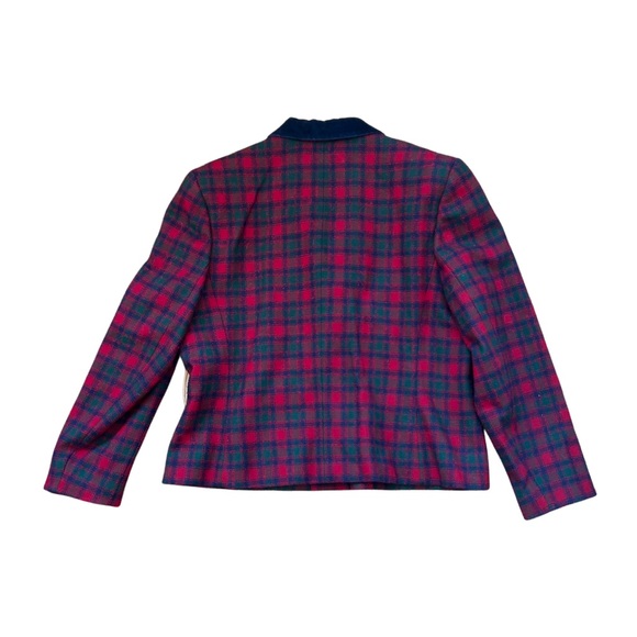 Pendleton Petite Vintage 90s Plaid Wool Blazer Jacket Women's Sz 18 Red Green - Picture 4 of 4